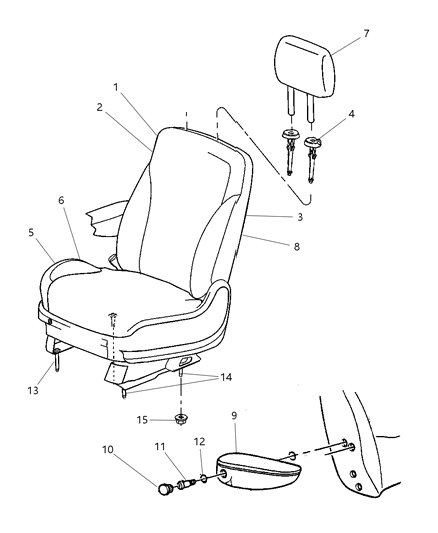 2007 Chrysler Pacifica Foam Seat Cushion Diagram for 68002330AA