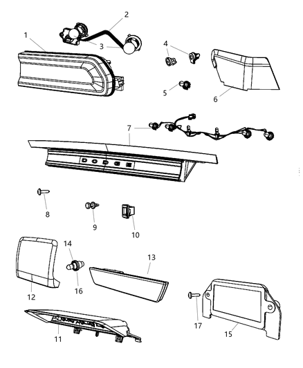 1992 Dodge B150 Lamp Tail Stop Backup Diagram for 68059854AC