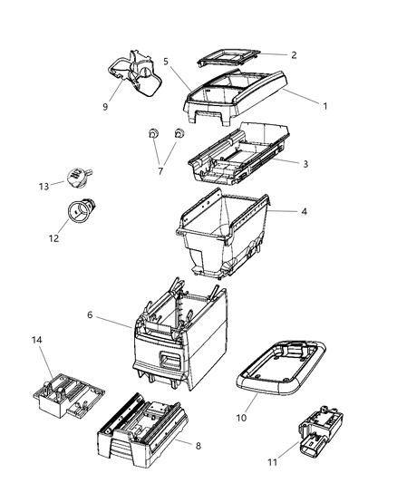 Mat Storage Tray Diagram for 68029479AA