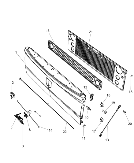2003 Chrysler Concorde Cable Tailgate Diagram for 68054864AA