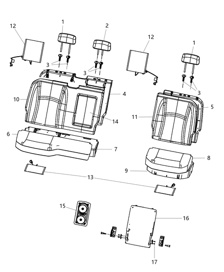 2012 Ram 1500 Cupholder Console Diagram for 1NN45GTVAA