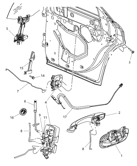 1999 Dodge Ram 2500 Handle Exterior Door Diagram for 5065801AG