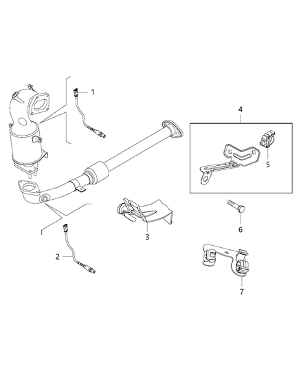 Sensor Oxygen Before Catalytic Passenger Side Upstream Diagram for 68201261AA