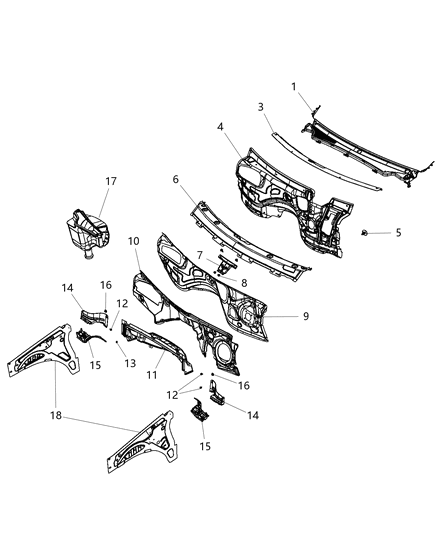 Reinforcement Dash Lower Diagram for 68160121AB