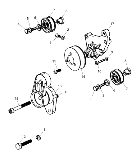 2005 Chrysler Town & Country Bolt Belt Tensioner Diagram for 5003536AA
