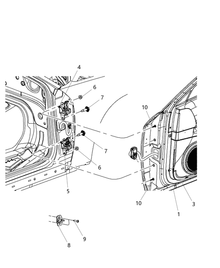 1993 Dodge B250 Hinge Front Door Lower Diagram for 4575749AF