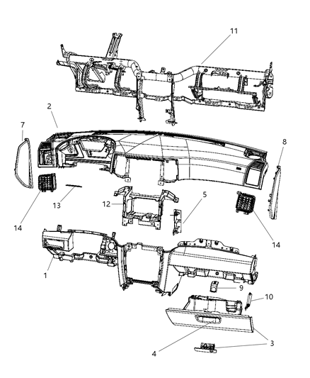 Outlet A/C & Heater Diagram for 1BL771J8AB