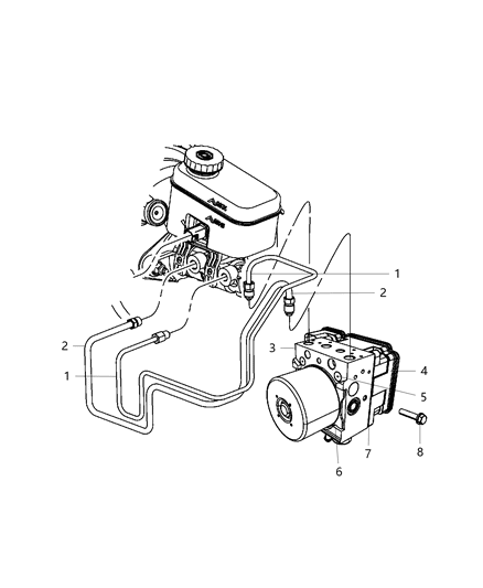 Tube Assembly, Brake Master Cylinder To HCU Primary Diagram for 52129152AD