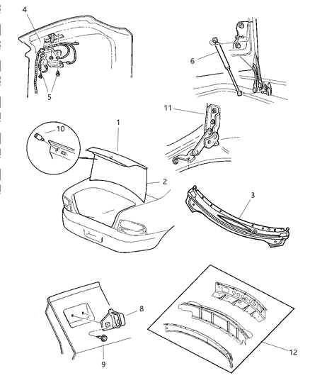 2000 Chrysler Sebring Latch Deck Lid Diagram for 4724313AF
