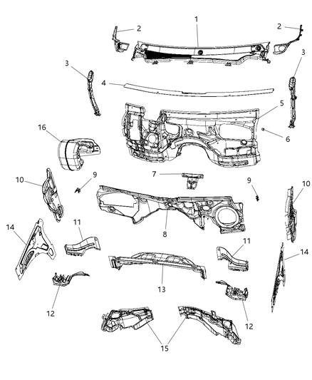 1992 Jeep Comanche Silencer Dash Panel - Engine Compartment Diagram for 68234798AB