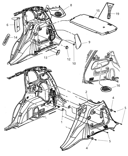 2018 Dodge Durango Clip Molding Diagram for 6036497AA