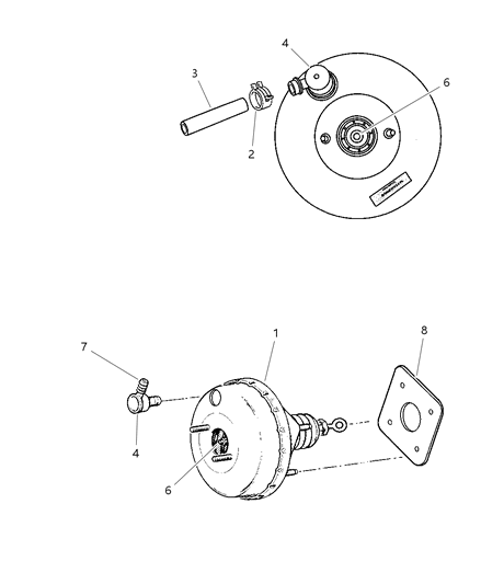 Hose Brake Booster Vacuum Diagram for 4779832AB