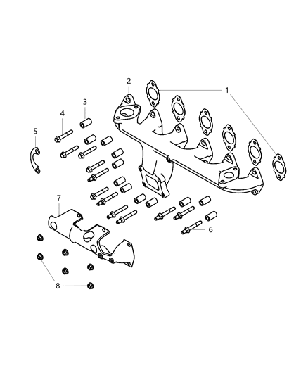 1987 Dodge Ramcharger Manifold Exhaust Diagram for 68444859AA