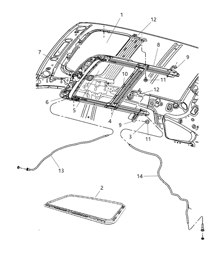 Seal Sunroof Glass Diagram for 5183172AA