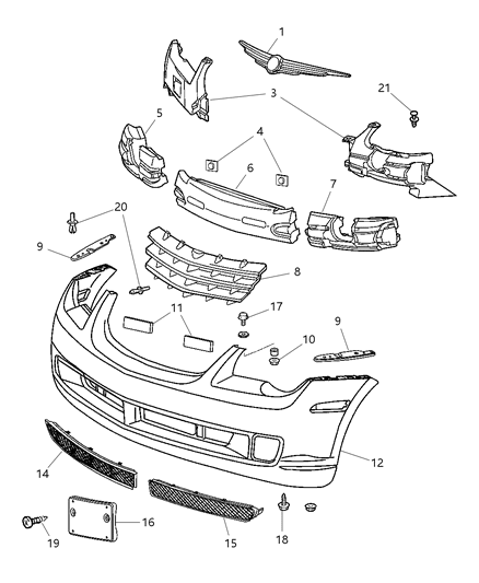 Grille Radiator Diagram for 5098274AA