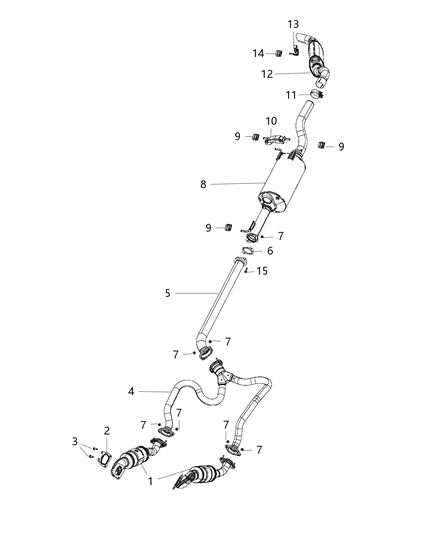 Muffler Exhaust Diagram for 68268196AE