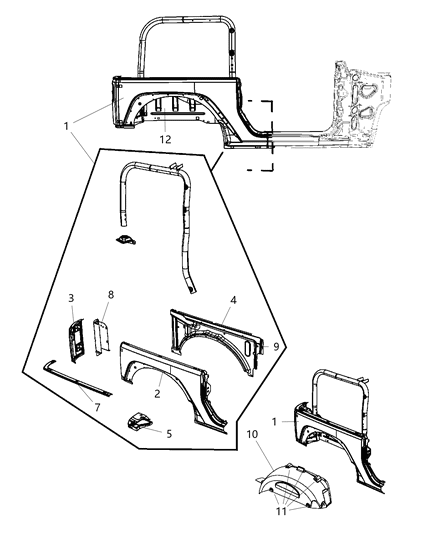 Panel Quarter Inner Diagram for 55395894AE