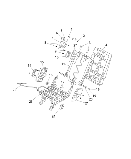 1993 Dodge Shadow Lever Rear Seat Recliner Diagram for 68289067AA