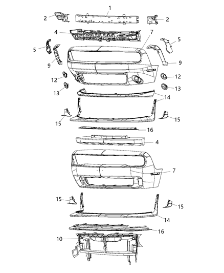 Support Front Fascia Air Close Out Diagram for 68170169AC
