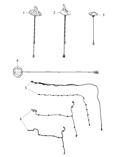 2007 Jeep Liberty Antenna Cable & Base Assembly Diagram for 68276410AB