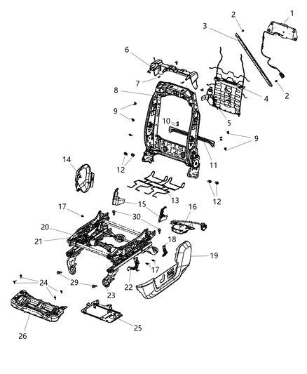 Heated Pad Seat Cushion Diagram for 68362100AB