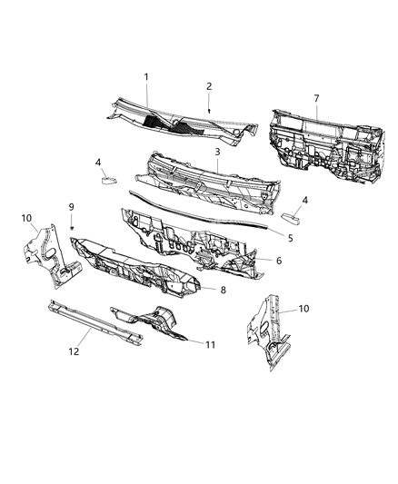 Panel Cowl Diagram for 5115235AG