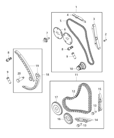 Chain & Gear Kit Engine Timing Primary Diagram for 68226953AA