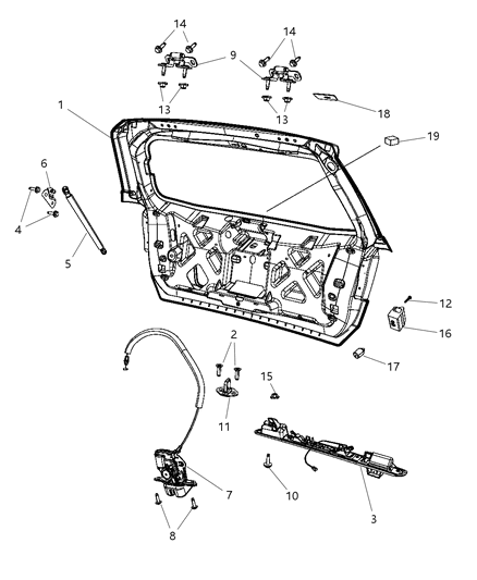2002 Chrysler Town & Country Hinge Liftgate Diagram for 5074292AB