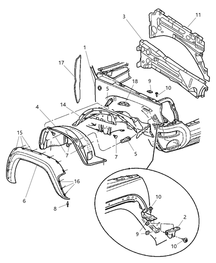 Seal Fender To Cowl Diagram for 55235932AC
