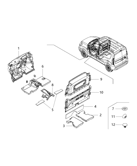 2017 Ram ProMaster City Silencer Floor Pan Right Diagram for 68266845AA