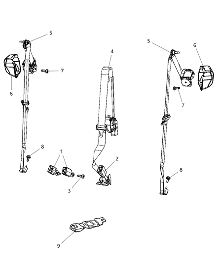 Seat Belt Rear Outer Diagram for 1GE12HL1AA