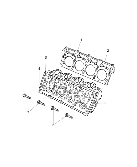 2013 Ram 2500 Head Cylinder Right Without Valves / Valvetrain Diagram for 4893194AB