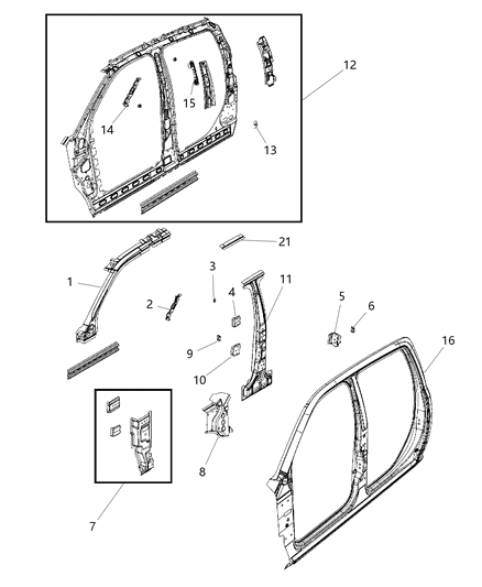 2003 Dodge Sprinter 3500 Panel Bodyside Aperture Outer Diagram for 55372320AC