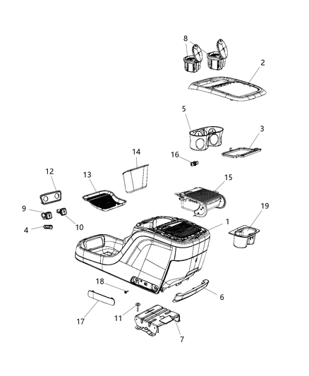 USB Charging Portion Diagram for 68229847AA
