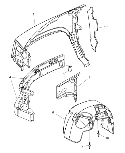 Liner Front Fender Diagram for 55077712AD