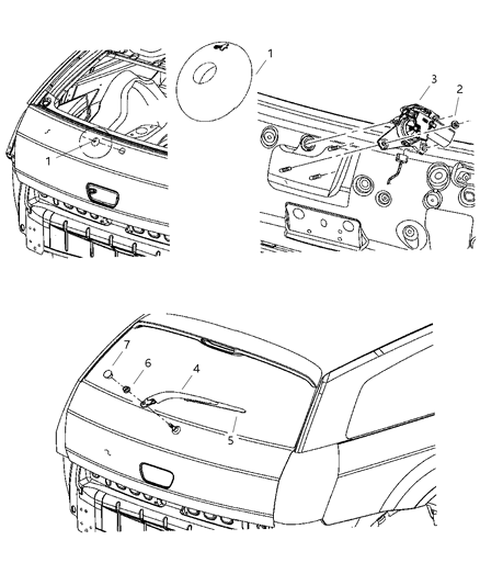 2006 Dodge Magnum Motor Rear Window Wiper Diagram for 55077451AC