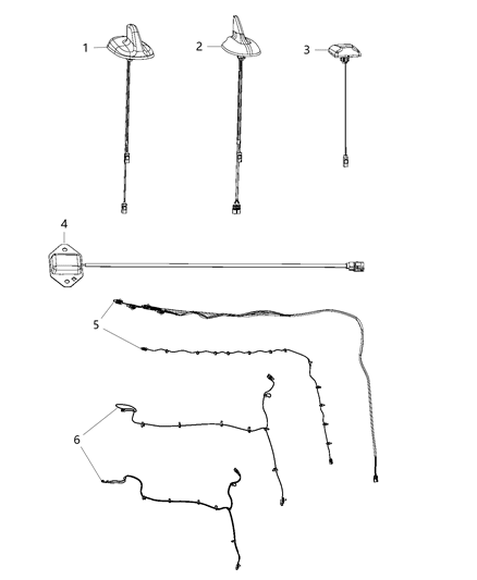 Antenna Base Cable And Bracket Diagram for 5064973AB