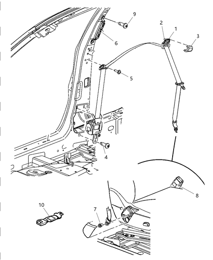 Seat Belt Front Inner Diagram for 1BX241J3AB