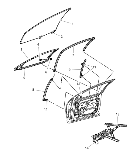 Regulator Front Door Window Diagram for 4574092AR