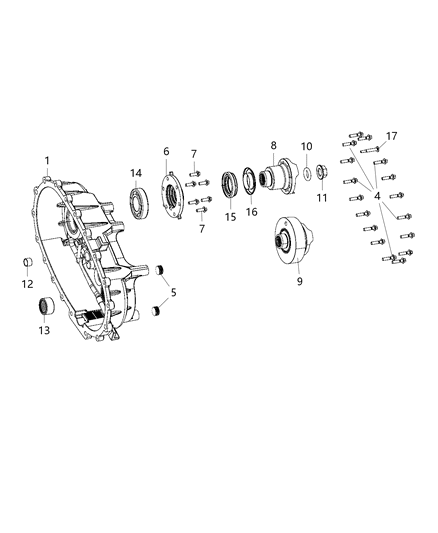 Retainer Transfer Case Rear Diagram for 68001934AA