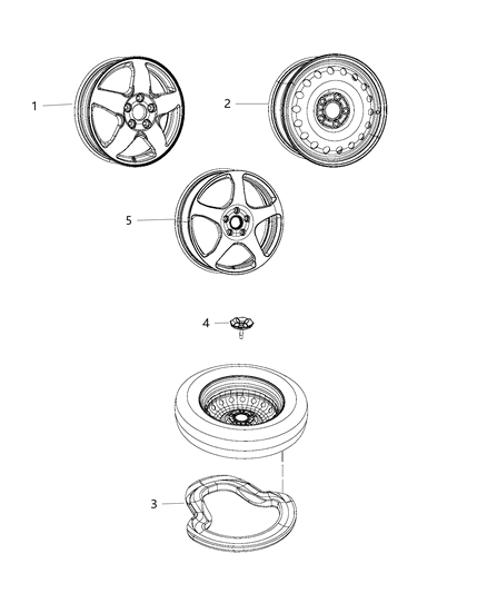 2020 Jeep Wrangler Wheel Steel Diagram for 68051987AB