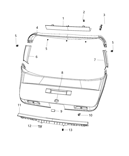 Panel Rear Header Diagram for 1DE55DW1AB