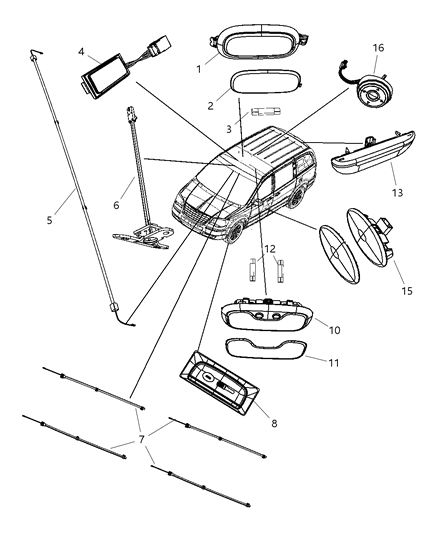 2008 Chrysler Town & Country Lamp Dome Diagram for 5JG551W1AC