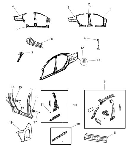 Panel Package Bodyside Aperture Rear - No Rocker Sill Diagram for 5066326AA