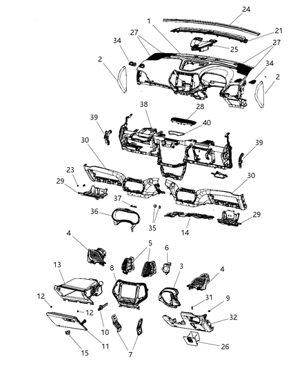2019 Chrysler 300 Outlet A/C & Heater Outboard Diagram for 6MC941SAAA