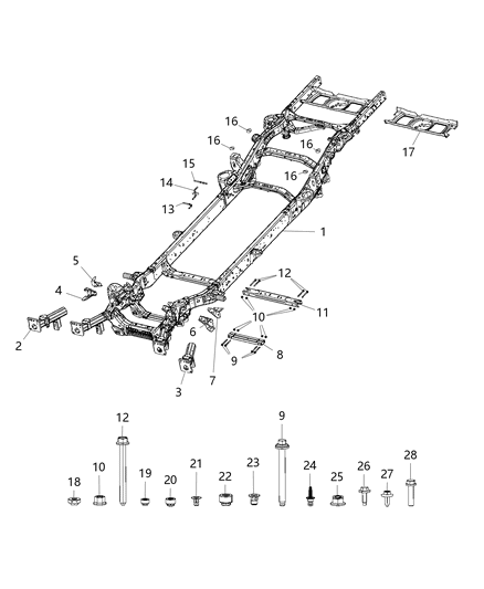 Frame Assembly Chassis Diagram for 68374001AK