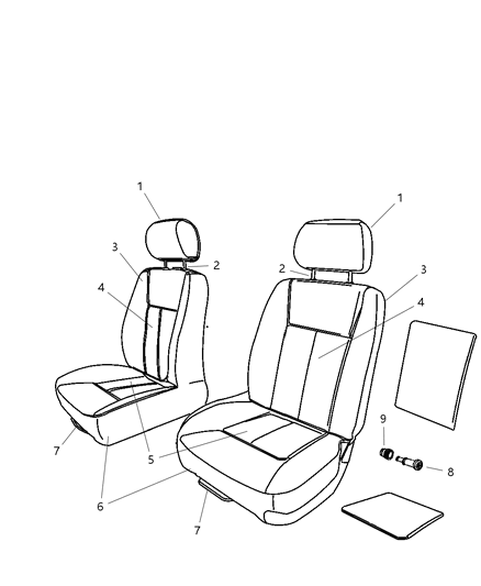 2011 Ram Dakota Foam Seat Cushion Diagram for 5161574AA