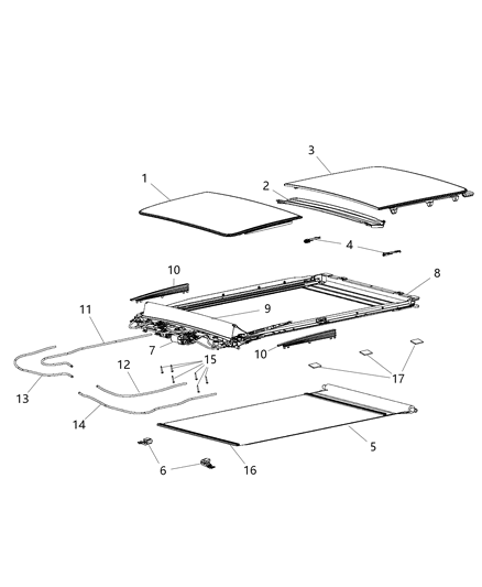2023 Jeep Wrangler Glass Sunroof Diagram for 68359578AA