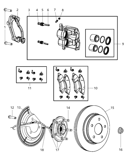 2000 Dodge Caravan Hub And Bearing Brake Front Diagram for 52104499AH