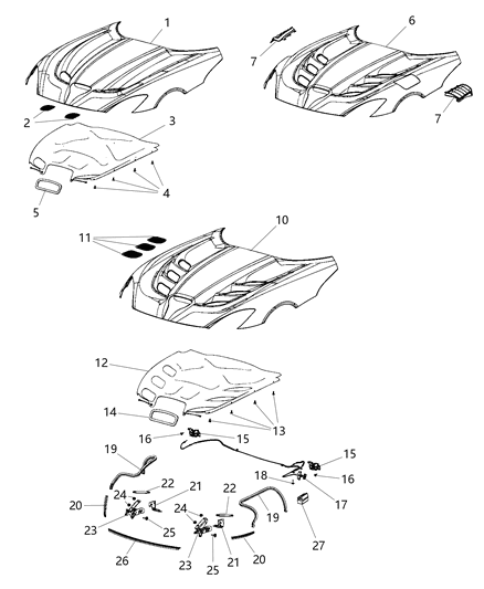 Bezel Hood Diagram for 68141086AC